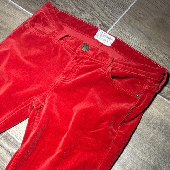 Current/Elliott "The Skinny" Scarlet Red Velveteen Pants Women's - Picture 6 of 9